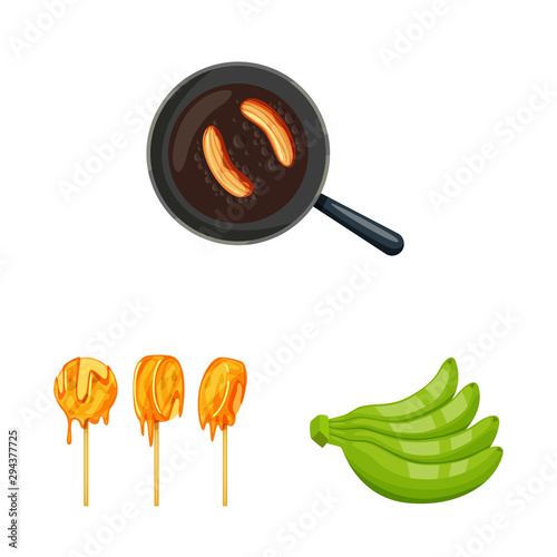 Vector design of tropical and ripe icon. Set of tropical and potassium stock vector illustration.