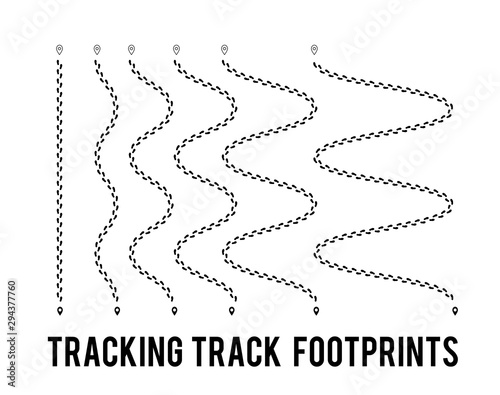 Tracking of human footprints to track walk paths. Silhouette from shoes. illustration