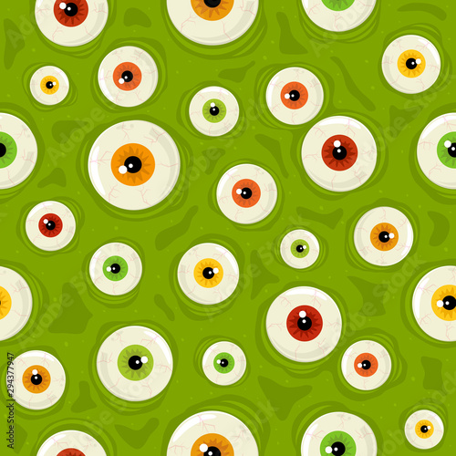 Seamless Halloween Background with Colored Eyes in Potion