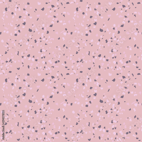 Terrazzo vector seamless pattern. Pink stone texture.