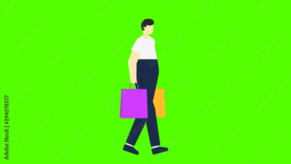Flat Character Walk With Bags Flat Character Walk With Bags