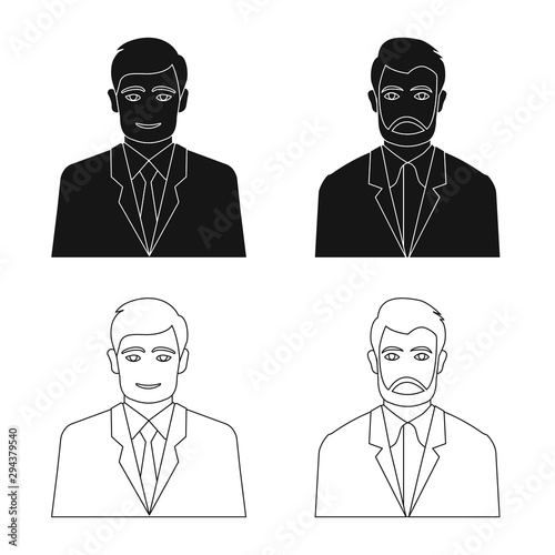 Vector design of hairstyle and profession logo. Set of hairstyle and character stock symbol for web.