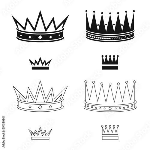Vector illustration of medieval and nobility sign. Collection of medieval and monarchy vector icon for stock.