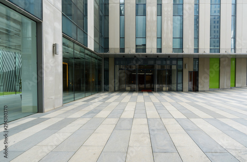 Empty Plaza and Modern Office Building, Qingdao, China