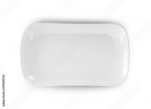 empty white plate isolated on white background