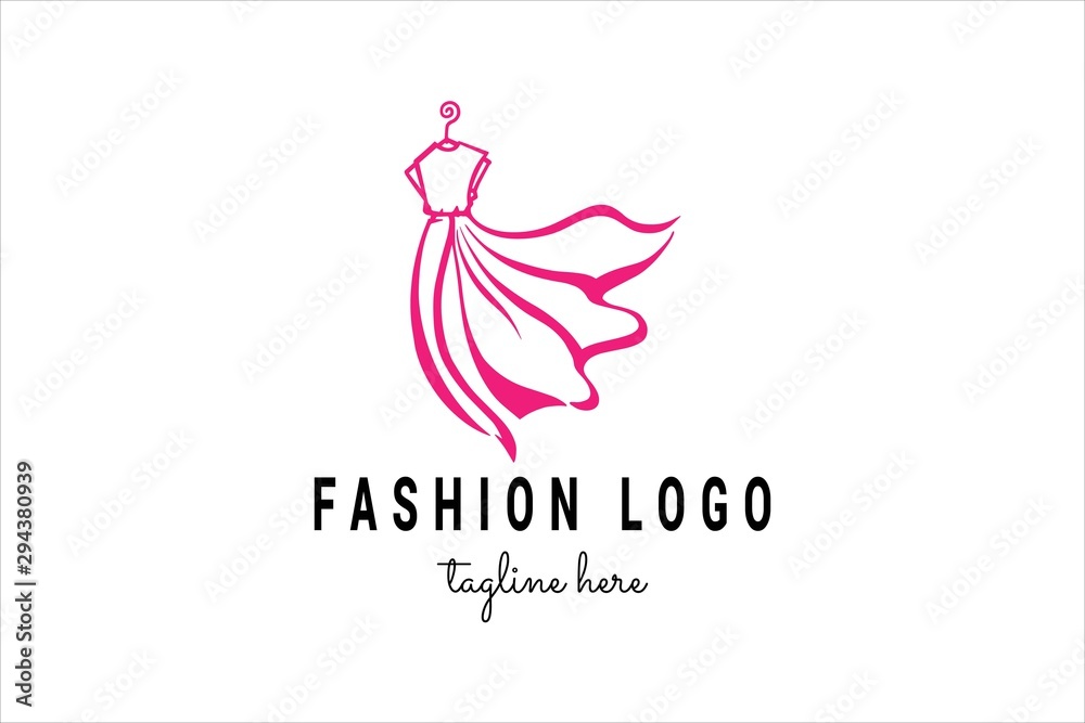 fashion logo template with pink women's dress Stock Vector | Adobe Stock