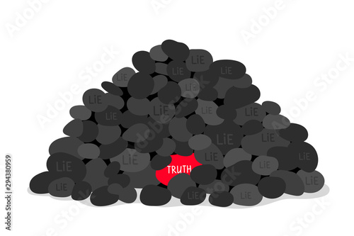Truth or lie concept illustration with stones on white background, vector illustration