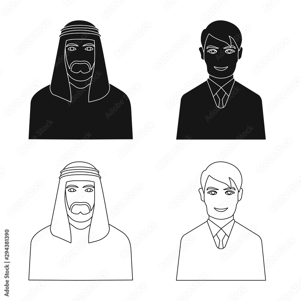 Isolated object of hairstyle and profession sign. Collection of hairstyle and character vector icon for stock. Isolated object of hairstyle and profession sign. Collection of hairstyle and character vector icon for stock.