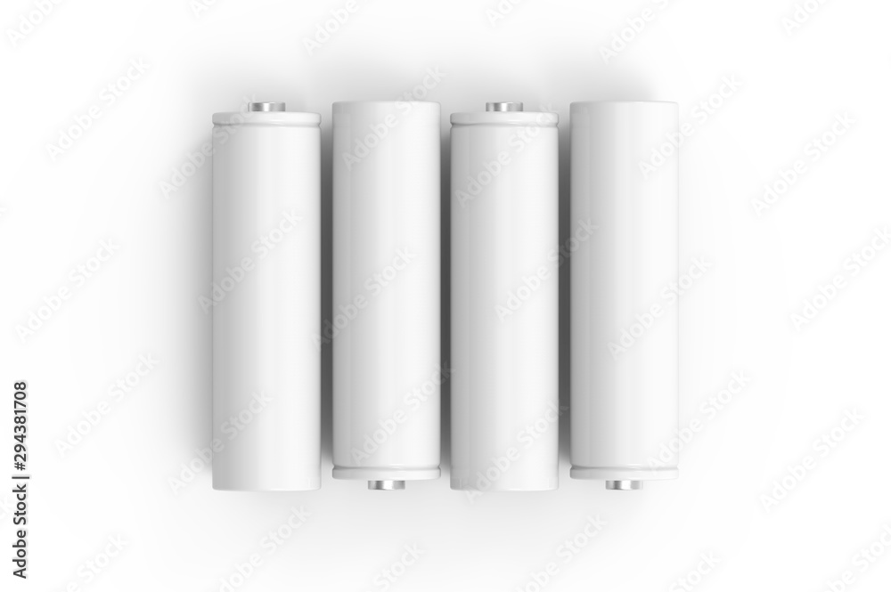 AA alkaline battery mock-up template on white background AA alkaline battery mock-up template on white background