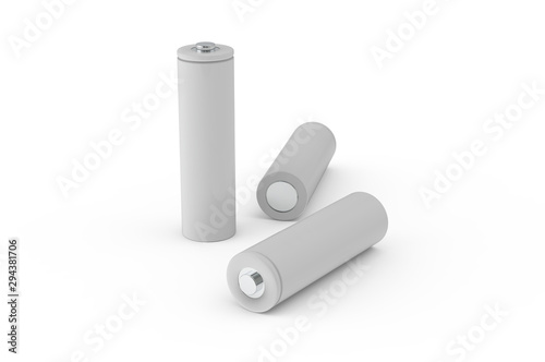 AA alkaline battery mock-up template on white background