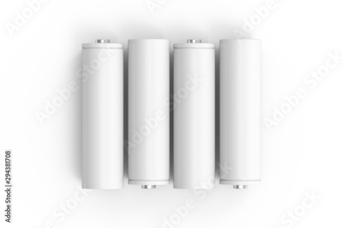 AA alkaline battery mock-up template on white background