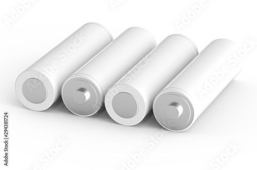AA alkaline battery mock-up template on white background