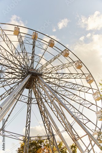 Ferris wheel. Amusement park. Ferris wheel cabins