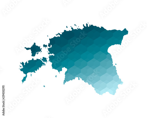 Vector isolated illustration icon with simplified blue silhouette of Estonia map. Polygonal geometric style. White background