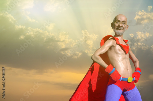  Retro style comics Superhero old man showing is power strength toon   style 3d render © de Art