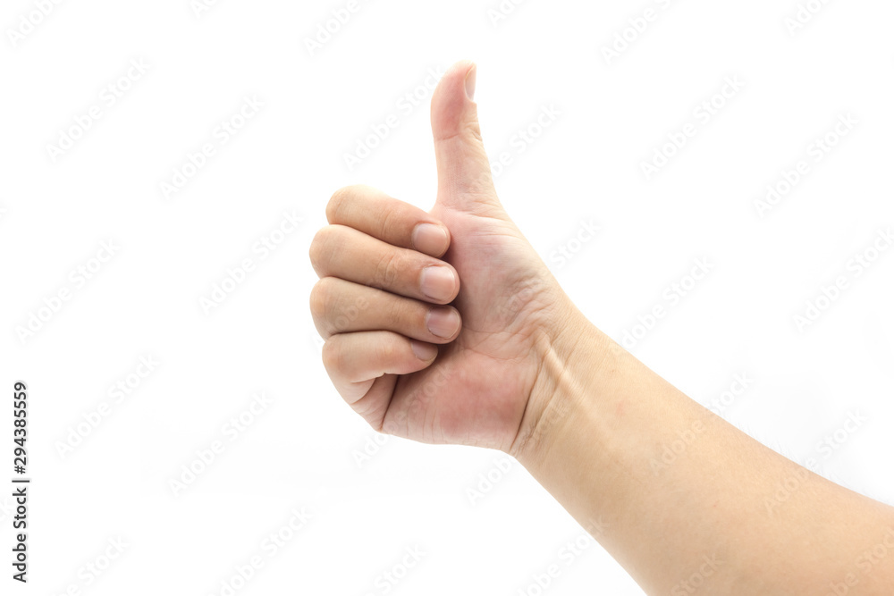 hand with thumb up isolated on white background hand with thumb up isolated on white background