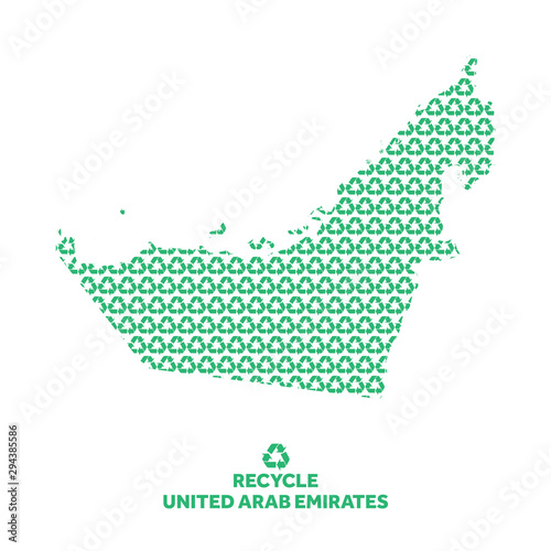 United Arab Emirates map made from recycling symbol. Environmental concept