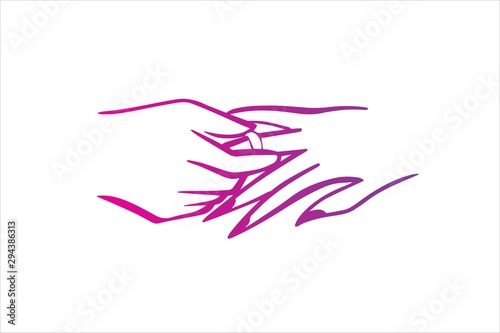 vector illustration of a man putting a ring on a woman's finger