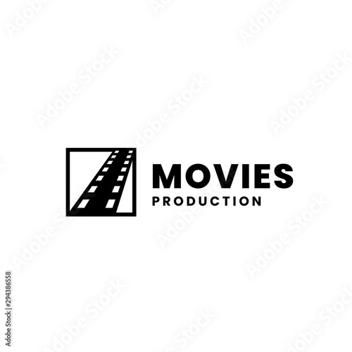 simple clean film strip road symbol for movie cinematic production vector illustration logo design concept.
