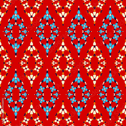 Paisley ornament. Polka dots. Ikat. Traditional ornament. Vector illustration for web design or print.
