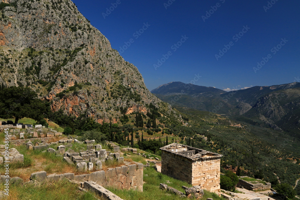 Reconstructed Treasury of Athens, Delphi, Valley of Phocis, Greece