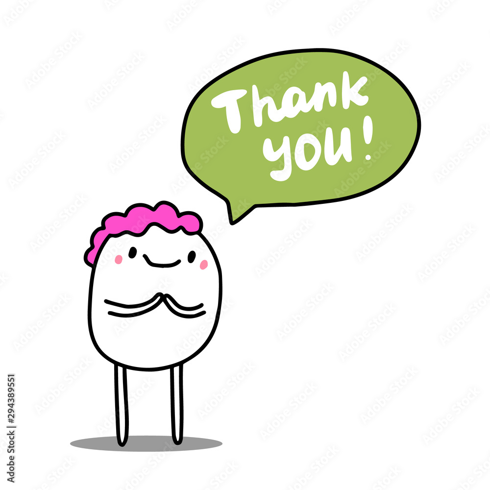Thank you hand drawn vector illustration with cute cartoon man Thank you hand drawn vector illustration with cute cartoon man