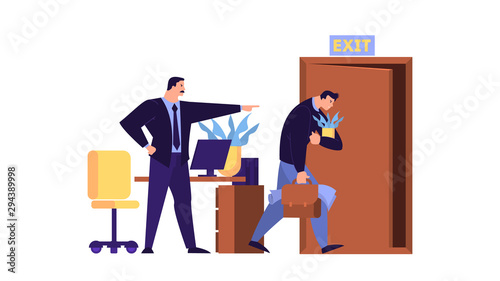 Man kicked out of work. Idea of unemployment.