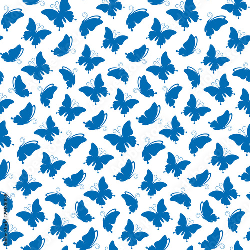Elegant blue butterflies seamless pattern is great for creating gift paper, wedding greeting cards and textile 