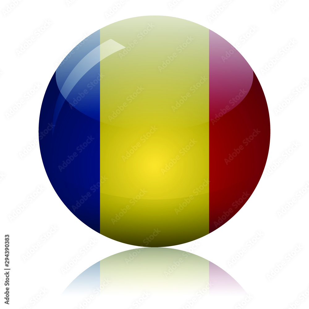 Fototapeta premium Romanian flag glass icon vector illustration