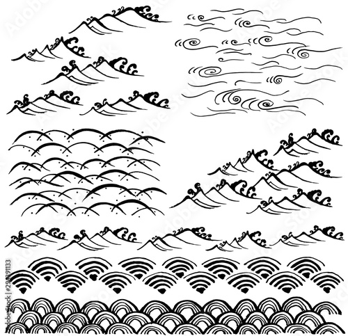 波　和風波　手書きイラスト
