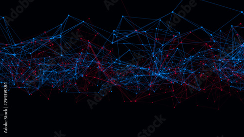 Blurry abstract 3d Rendering Abstract Background blue Network concept . Future backgroundTechnology concept.Big data.