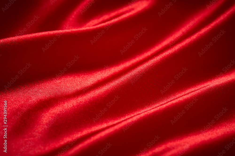 Valentines Day Background, Valentine Heart Red Silk Fabric, Wedding Love - Image