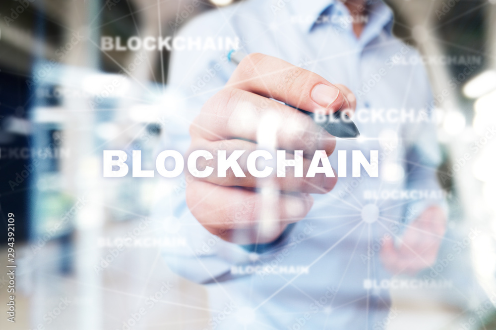 Blockchain technology, FIntech, Bitcoin, Cryptocurrency. Business Internet concept. Blockchain technology, FIntech, Bitcoin, Cryptocurrency. Business Internet concept.