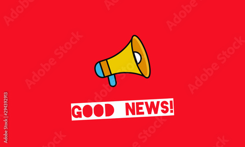 Good News Announcement Post with Megaphone Flat Illustration