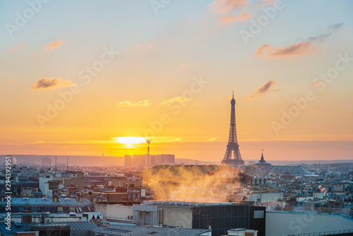 PARIS, FRANCE - December 12, 2018: Eiffel Tower is a wrought-iron lattice tower on the Champ de Mars in Paris, France. © ilolab