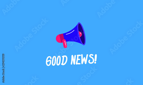 Good News Announcement Post with Megaphone Flat Illustration