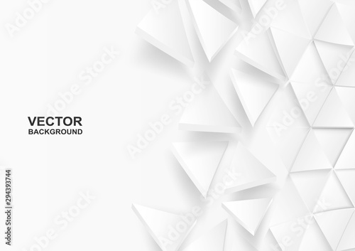 Abstract. Flying polygon triangle paper white Background. light and shadow .Vector.