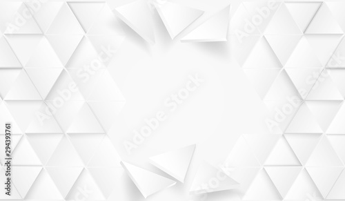 Abstract. Flying polygon triangle paper white Background. light and shadow .Vector.