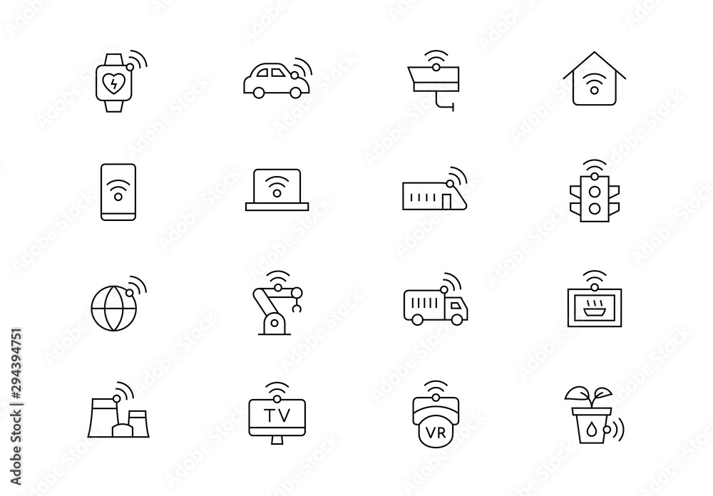 Internet of things thin line vector icons. Editable stroke Internet of things thin line vector icons. Editable stroke