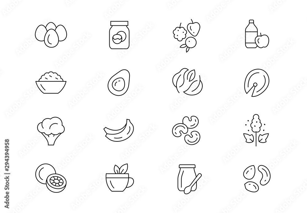 Slimming food thin line vector icons. Editable stroke Slimming food thin line vector icons. Editable stroke