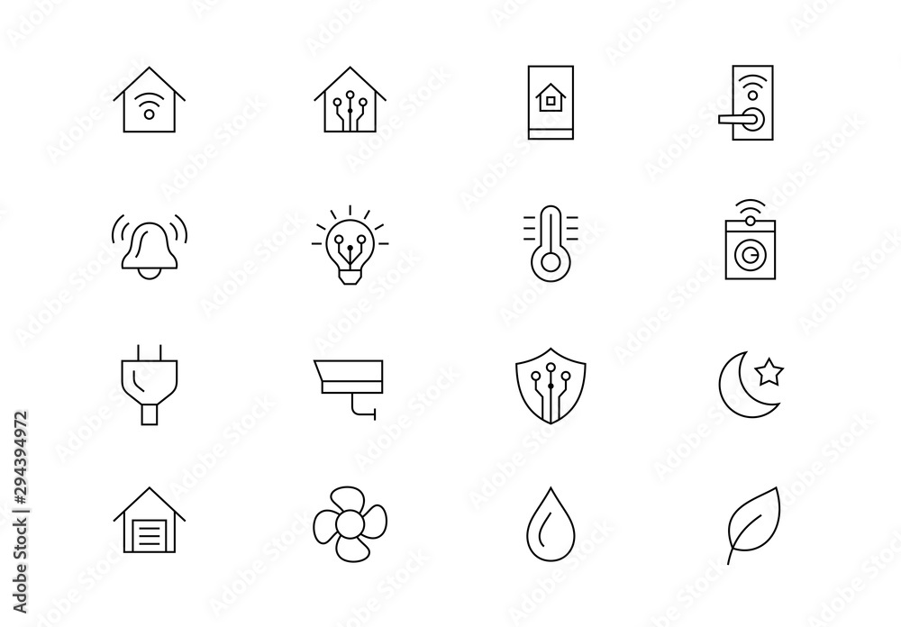 Smart home thin line vector icons. Editable stroke