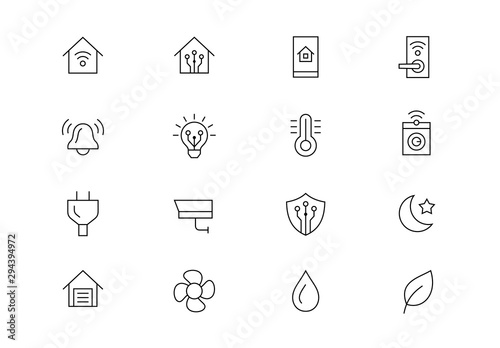 Smart home thin line vector icons. Editable stroke