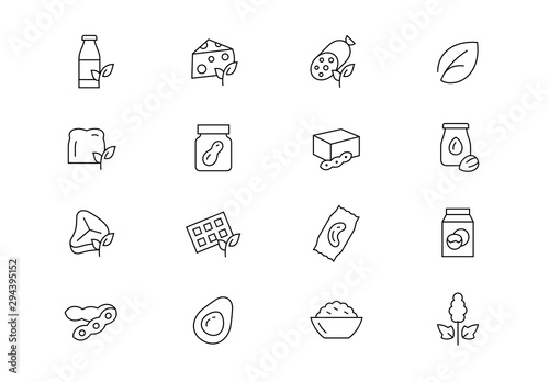 Vegan food thin line vector icons. Editable stroke
