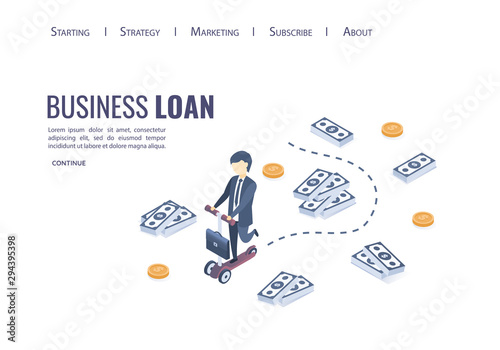 Isometric vector illustration. Concept of business loan. 