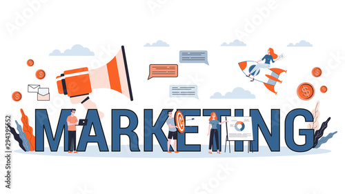 Advertising and marketing concept. Communication with customer