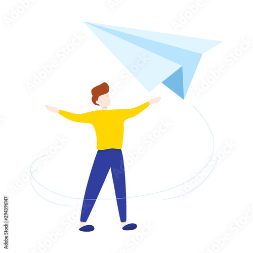 Man throwing big paper plane