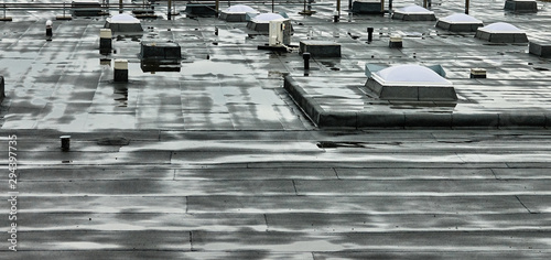 Konstfotografi flat roof of an industrial hall, as background