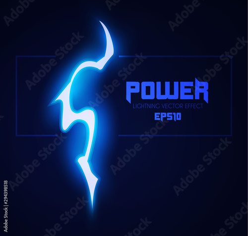 Lightning. Thunderstorm light effect. Neon electric light. Power design.