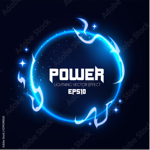 Abstract lightning shining banner. Power design. Electric light. Neon Storm.