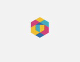 Minimalistic creative bright logo badge geometric geometric shapes for your company